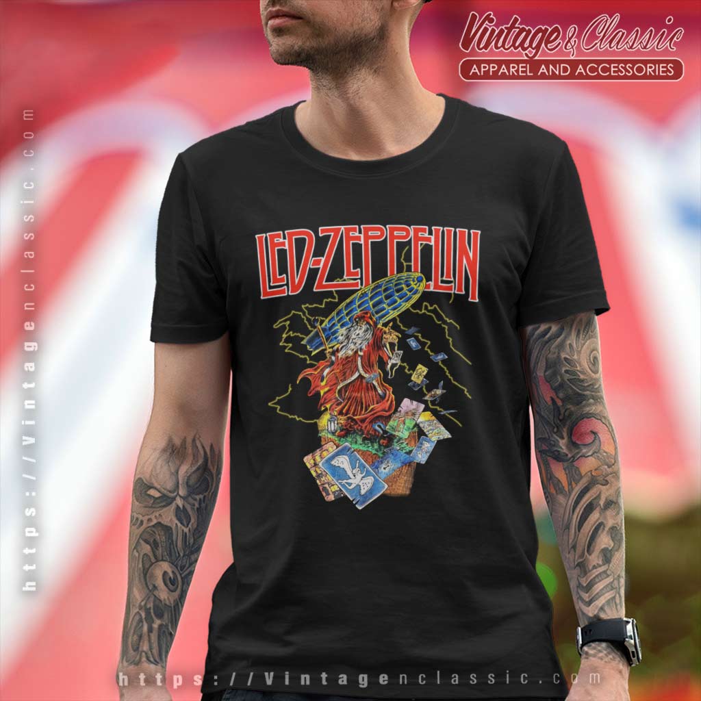 Led Zeppelin Wizard Throwing Cards Shirt - Vintage & Classic Tee