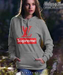 supreme hoodie red louis vuittons