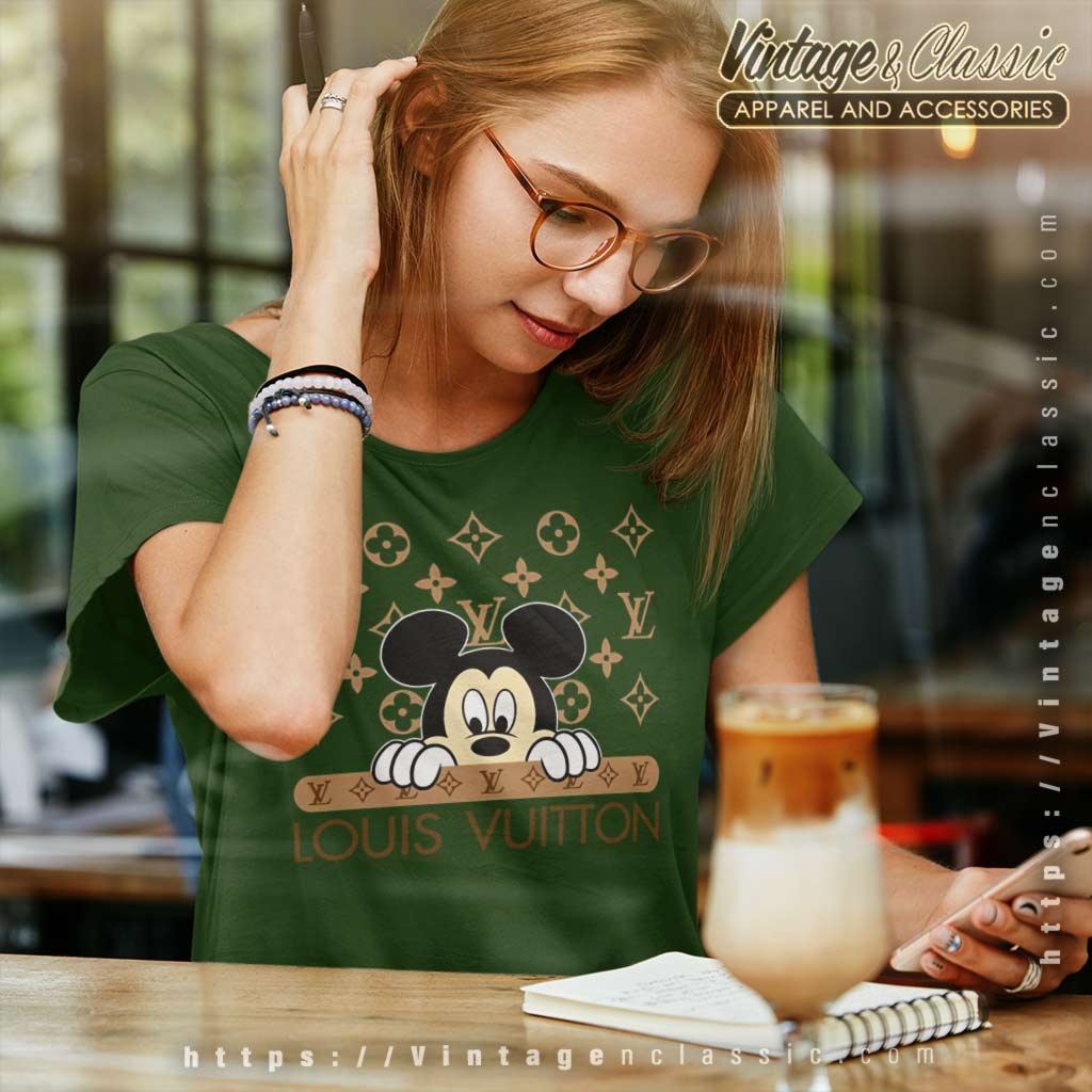 Louis Vuitton With Mickey Mouse Face Shirt - Vintagenclassic Tee