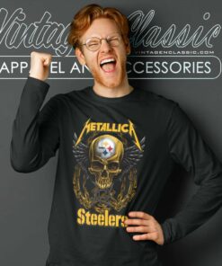 Metallica Shirt Skull Pittsburgh Steelers Long Sleeve Tee