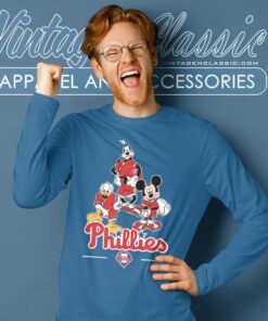 Philadelphia Phillies Mickey Donald Goofy Long Sleeve Tee