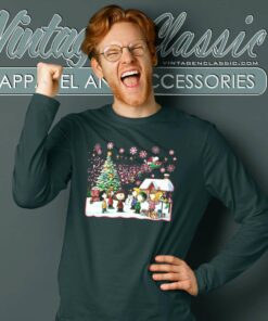 Snoopy And Friends Singing Around Christmas Long Sleeve Tee