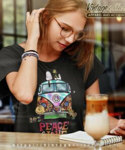 Snoopy Car Peace And Love Hippie Women TShirt