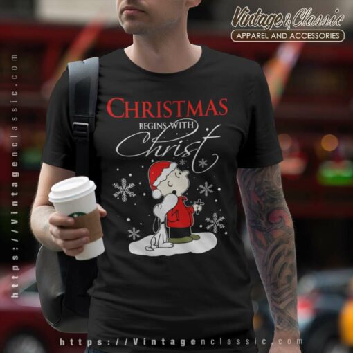 Snoopy Charlie Brown Christmas Begins With Christ Shirt