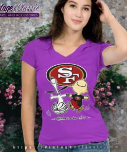 Snoopy Charlie Brown Happy San Francisco 49ers V Neck TShirt