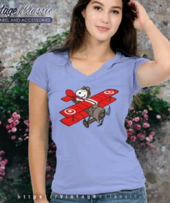 Snoopy Flying Ace Red Baron V Neck TShirt