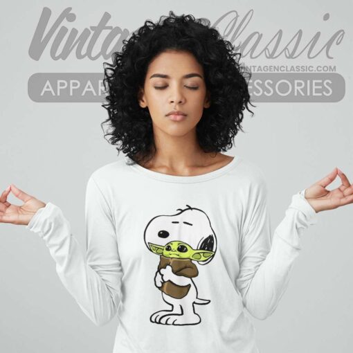 Snoopy Hugging Baby Yoda Star Wars Shirt