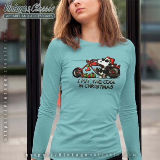 Snoopy I Put The Cool In Christmas Motorcycle Shirt