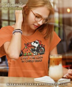 Snoopy I Put The Cool In Christmas Motorcycle Women TShirt