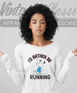 Snoopy Id Rather Be Running Long Sleeve Tee
