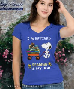 Snoopy Im Retired Reading Is My Job V Neck TShirt