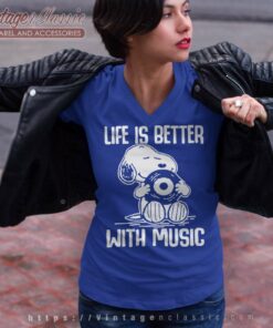 Snoopy Life Is Better With Music V Neck TShirt