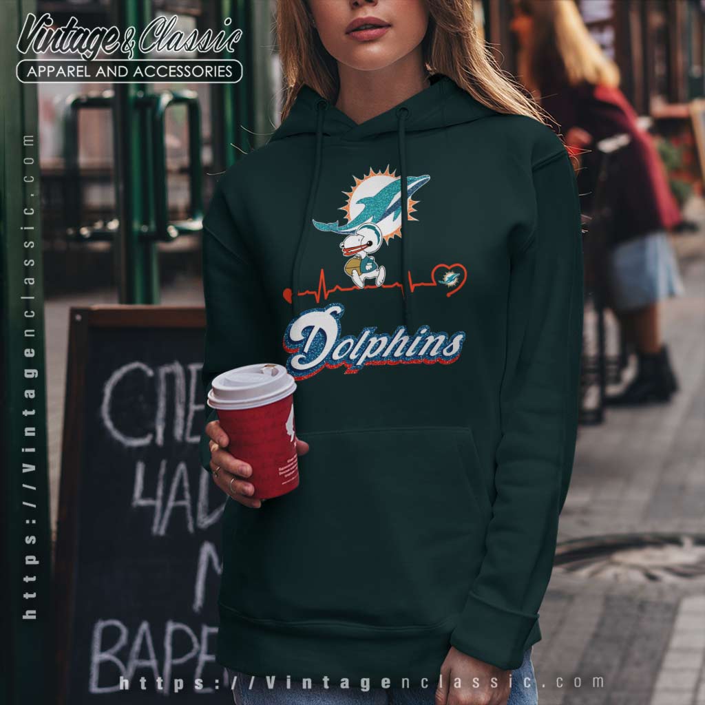 Snoopy Miami Dolphins Logo Heartbeat Shirt - High-Quality Printed