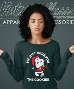 Snoopy Santa Claus Im Just Here For The Cookies Long Sleeve Tee