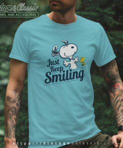 Snoopy Woodstock Just Keep Smiling T Shirt