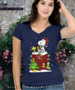 Snoopy Woodstock Virginia Tech Hokies Ugly Christmas V Neck TShirt
