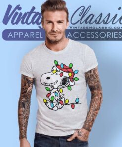 Snoopy Wrapped In Christmas Lights T Shirt