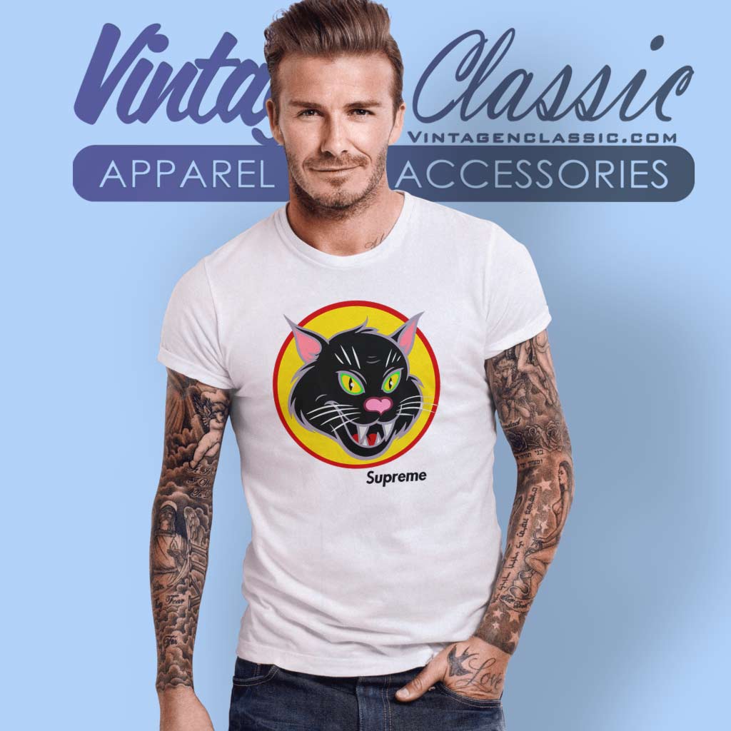 Hvis adjektiv Levere Supreme Black Cat Shirt - High-Quality Printed Brand