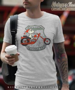 Snoopy Woodstock Motorcycle Cruisin Christmas T Shirt