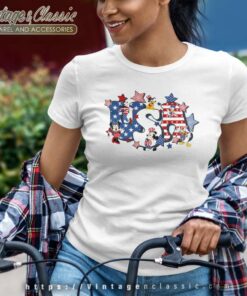 Usa Mickey And Friends 4th Of July Flag Women TShirt