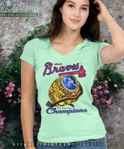 1995 Atlanta Braves World Series Champions Ring V Neck TShirt