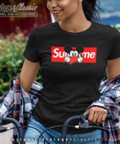 Supreme Mickey Mouse Middle Finger Women TShirt
