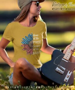 America Flower Home Of The Free Because Of The Brave Women TShirt