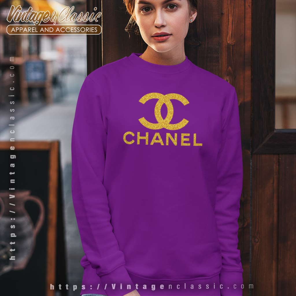 Chanel Gold Glitter Logo Shirt - Vintagenclassic Tee