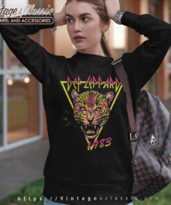 Def Leppard Neon Cat Rolled Sweatshirt
