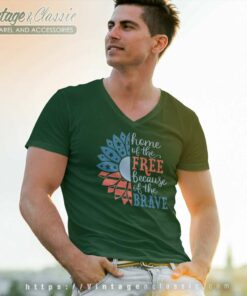Home Of The Free Because Of The Brave V Neck TShirt