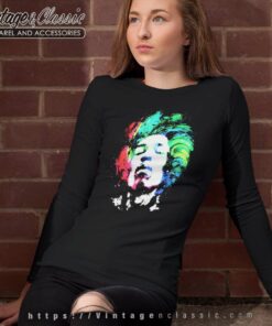 Jimi Hendrix Galaxy Stars Face Long Sleeve Tee